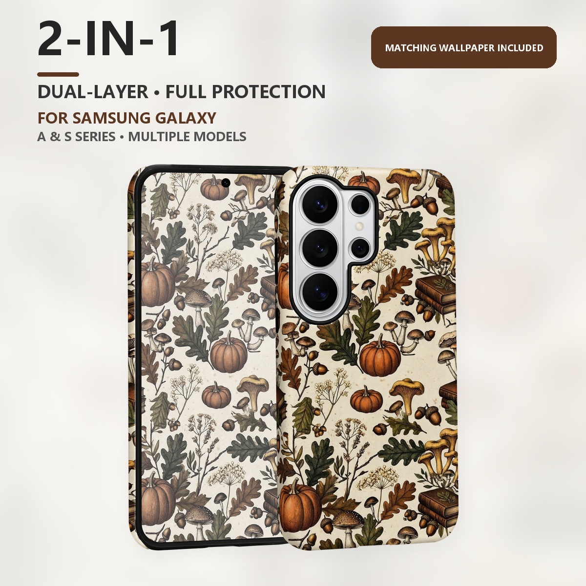 Samsung Galaxy S24 - padrão cogumelo abóbora outono 2-in-1 Dupla