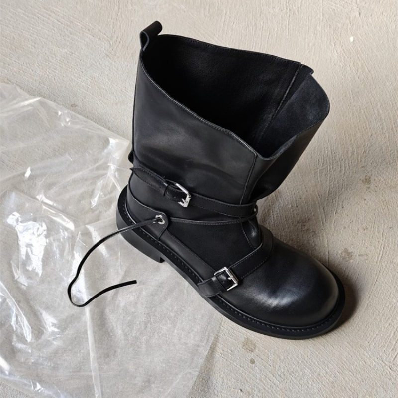 Botas retrô de cano médio com  - Leather Classic Strap avaliação e preço